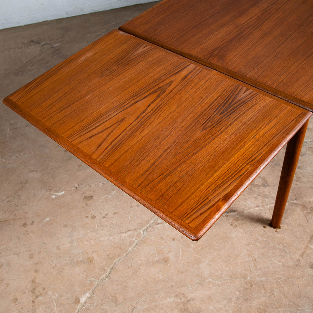 Mid Century Danish Modern Dining Table Solid Teak Extension 2 Draw Leaf Denmark - Image 8