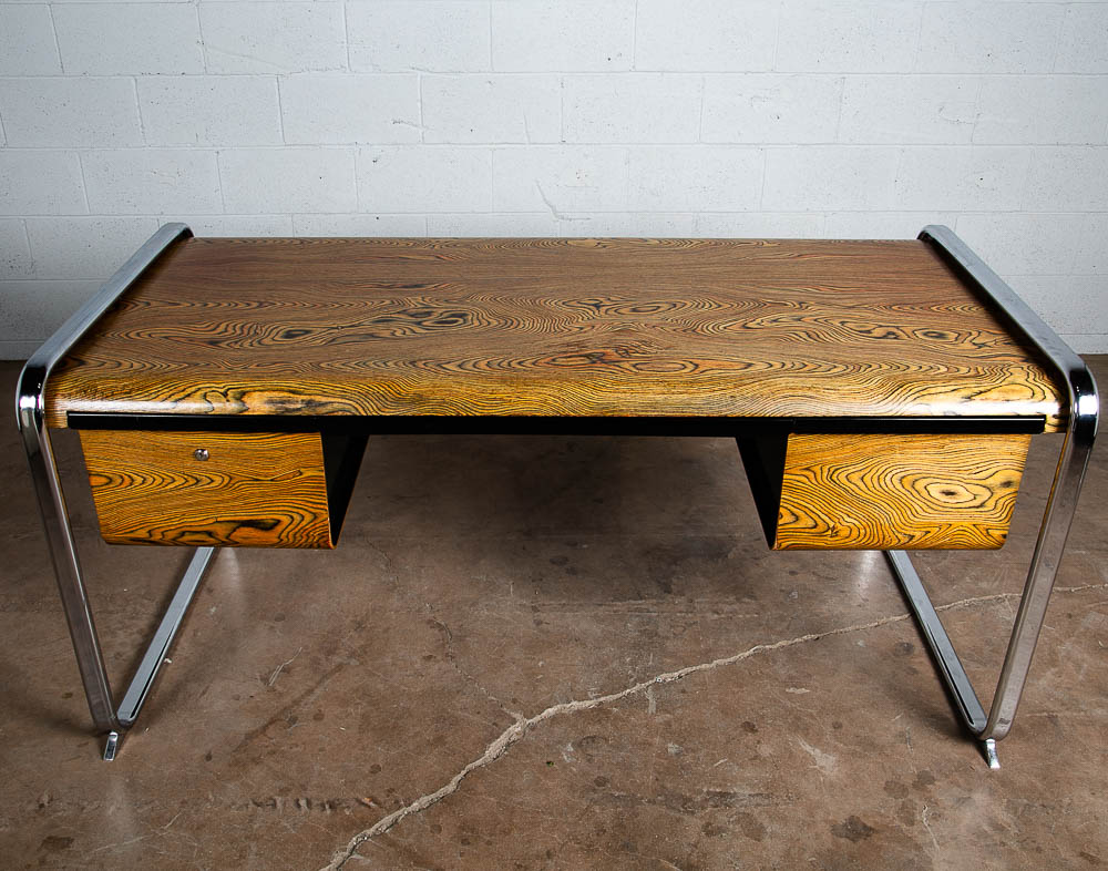 Mid Century Modern Desk Executive Peter Protzman Herman Miller Zebrawood Chrome - Image 2