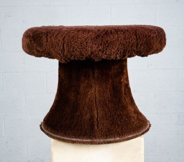Mid Century Modern Stool Mushroom Brown Vintage Round Shag Groovy 70s Seat Mcm - Image 3