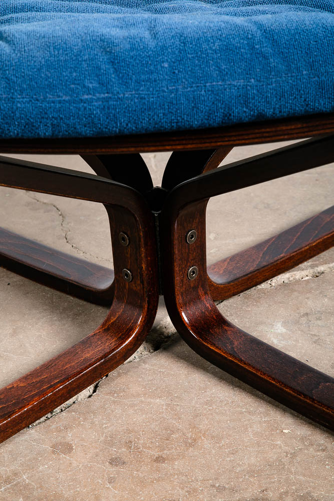 Mid Century Danish Modern Ottoman Stool Blue Rosewood Falcon Sigurd Resell Seat - Image 6