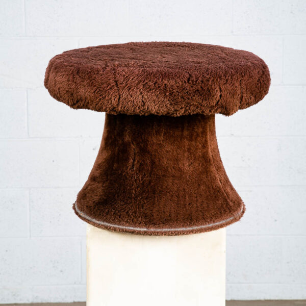 Mid Century Modern Stool Mushroom Brown Vintage Round Shag Groovy 70s Seat Mcm