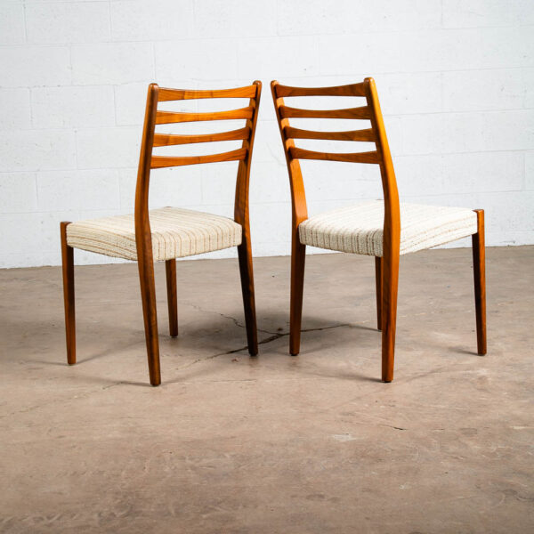 Mid Century Danish Modern Dining Chairs Set 4 White Tweed Walnut Wood Svegards - Image 6