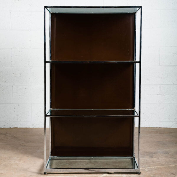 Mid Century Modern Bookshelf Book Shelf Shelving Chrome Etegere Display Glass - Image 5