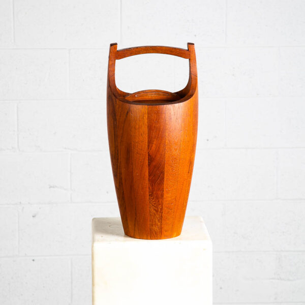 Mid Century Danish Modern Ice Bucket Dansk IHQ Jens Quistgaard Teak Orange Liner - Image 6