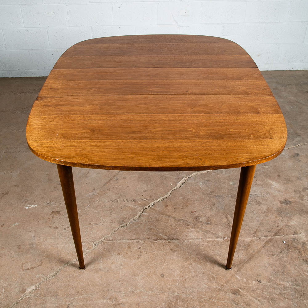 Mid Century Modern Dining Table Drexel Walnut Extension leaf x3 Oval Restored NM - Image 4