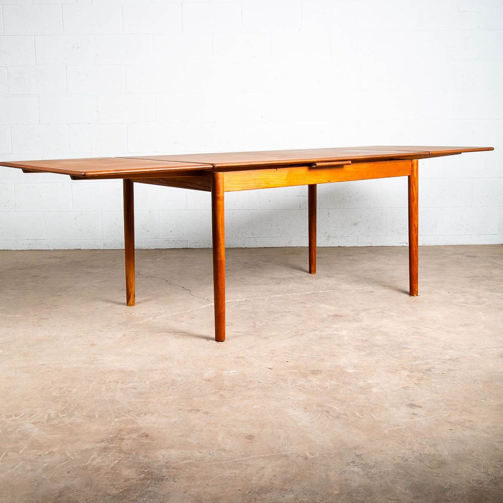 Mid Century Danish Modern Dining Table Solid Teak Extension 2 Draw Leaf Denmark - Image 3