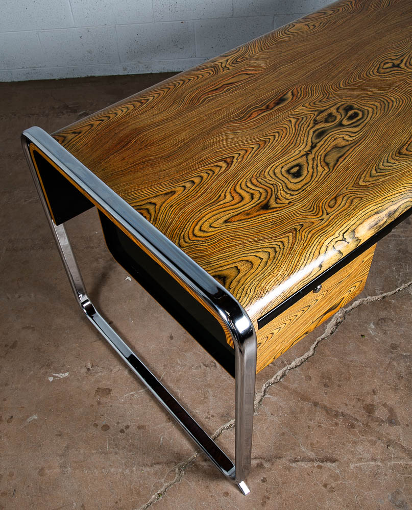Mid Century Modern Desk Executive Peter Protzman Herman Miller Zebrawood Chrome - Image 8