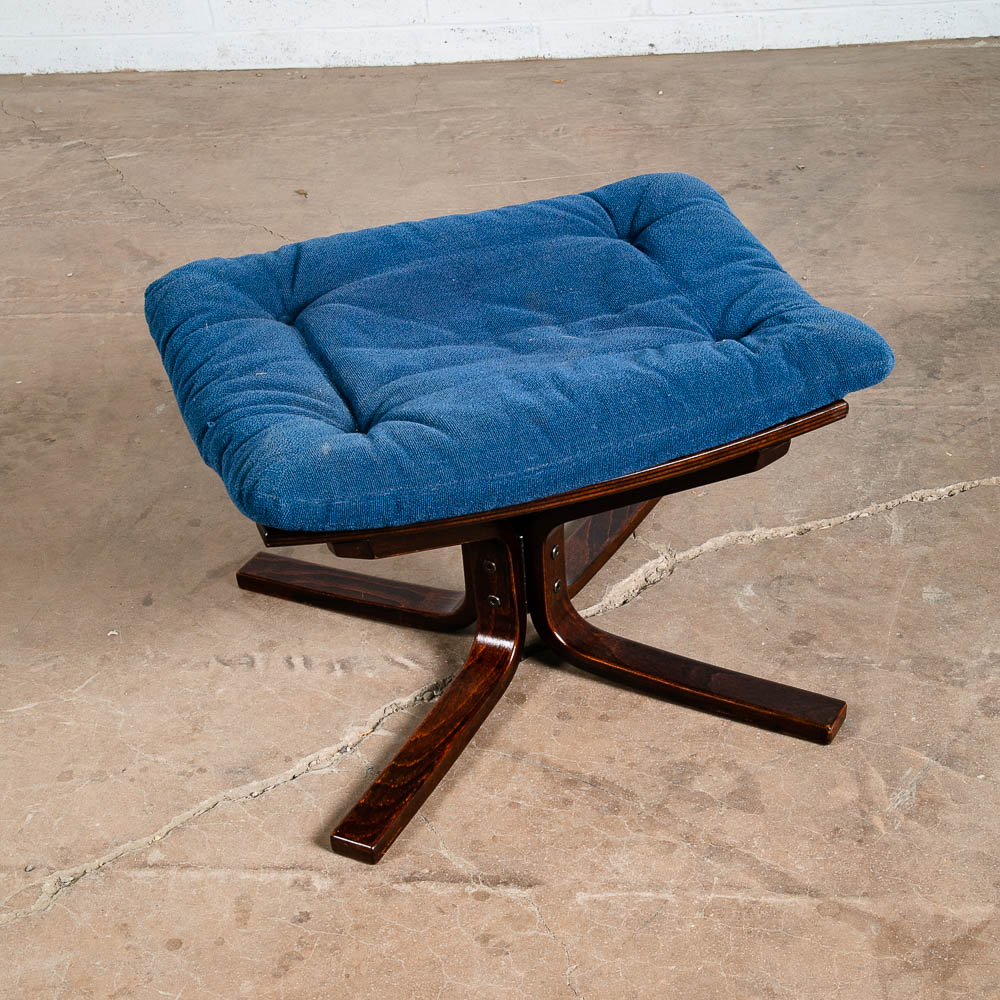 Mid Century Danish Modern Ottoman Stool Blue Rosewood Falcon Sigurd Resell Seat - Image 7