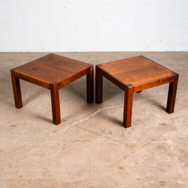 Mid Century Modern Side Table End Pair Nightstands Square Cube Walnut Vintage NM
