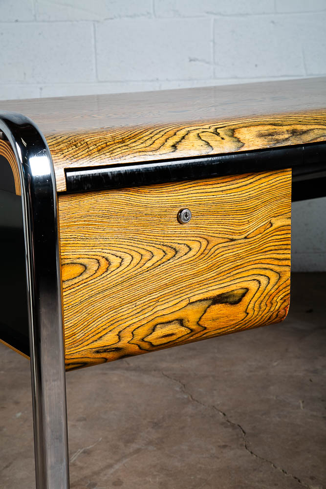 Mid Century Modern Desk Executive Peter Protzman Herman Miller Zebrawood Chrome - Image 11