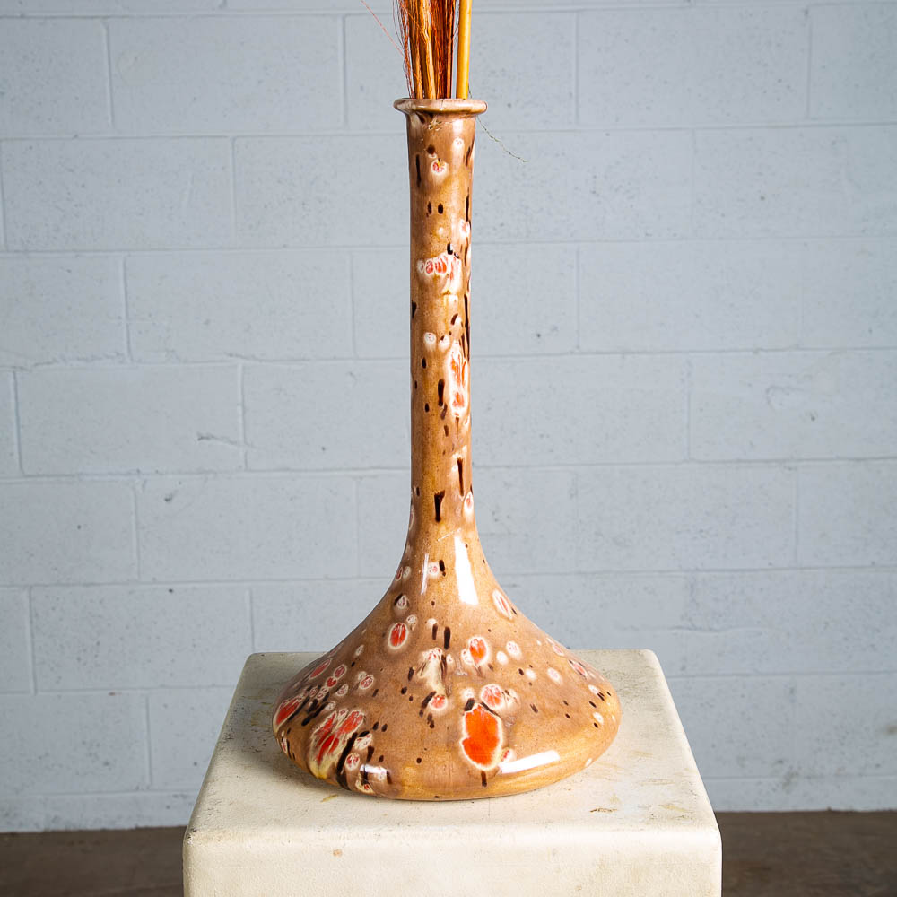 Mid Century Modern Art Pottery Vase Studio Ceramic Signed Alma 1968 Grey Orange - Image 7