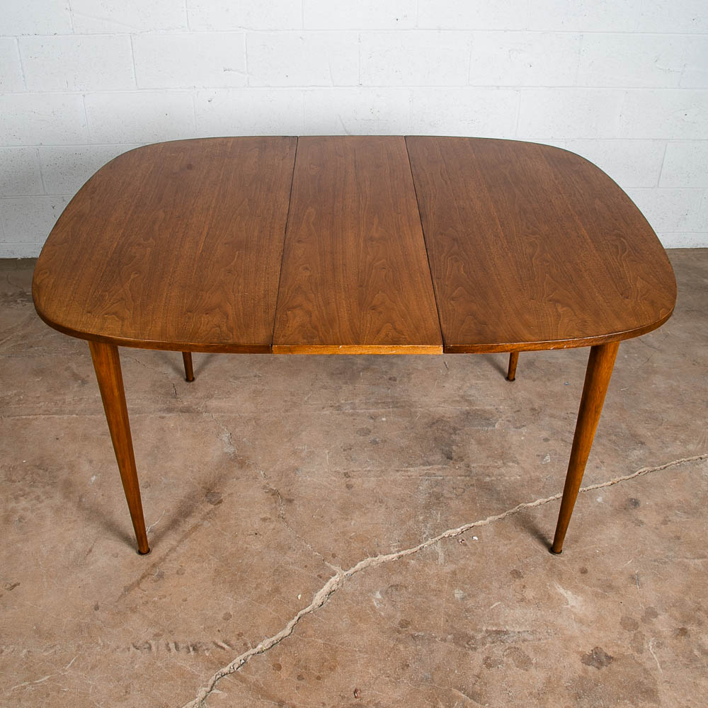 Mid Century Modern Dining Table Drexel Walnut Extension leaf x3 Oval Restored NM - Image 3