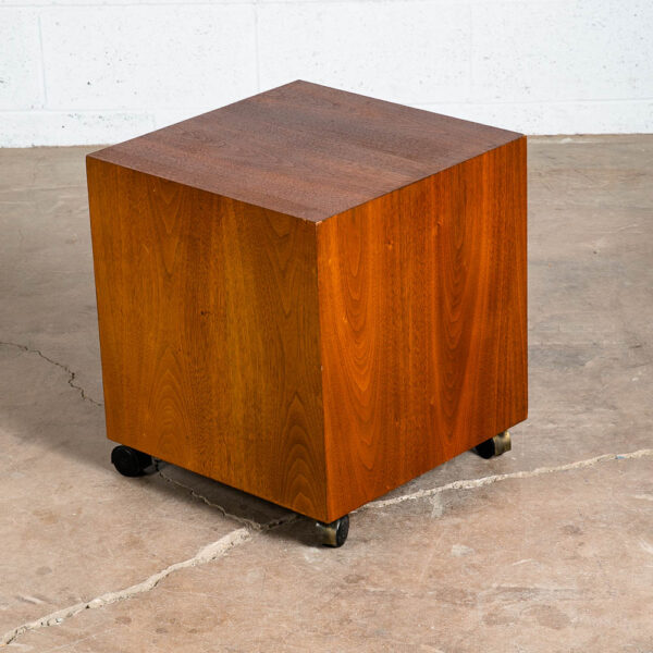 Mid Century Modern Subwoofer Rolling Table Square Cube Walnut Vintage Speaker VG - Image 2