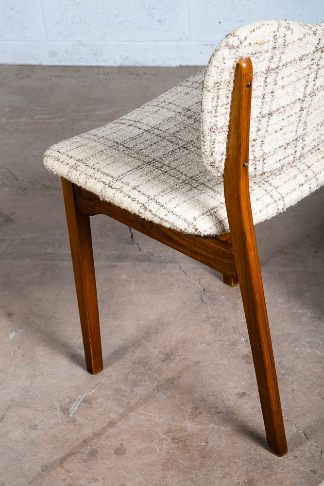 Mid Century Danish Modern Dining Chairs Set 4 Cream Off White Fabric Wool Tweed - Image 7