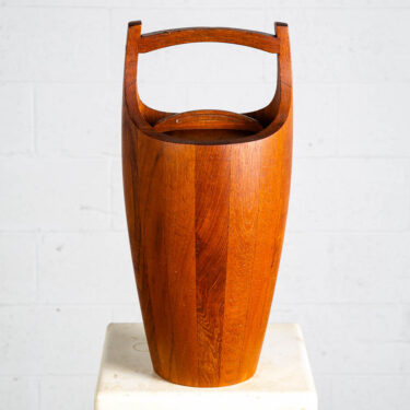 Mid Century Danish Modern Ice Bucket Dansk IHQ Jens Quistgaard Teak Orange Liner