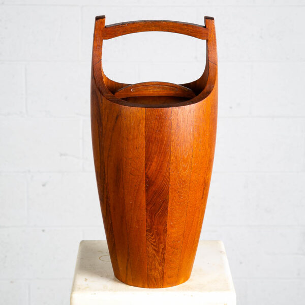 Mid Century Danish Modern Ice Bucket Dansk IHQ Jens Quistgaard Teak Orange Liner