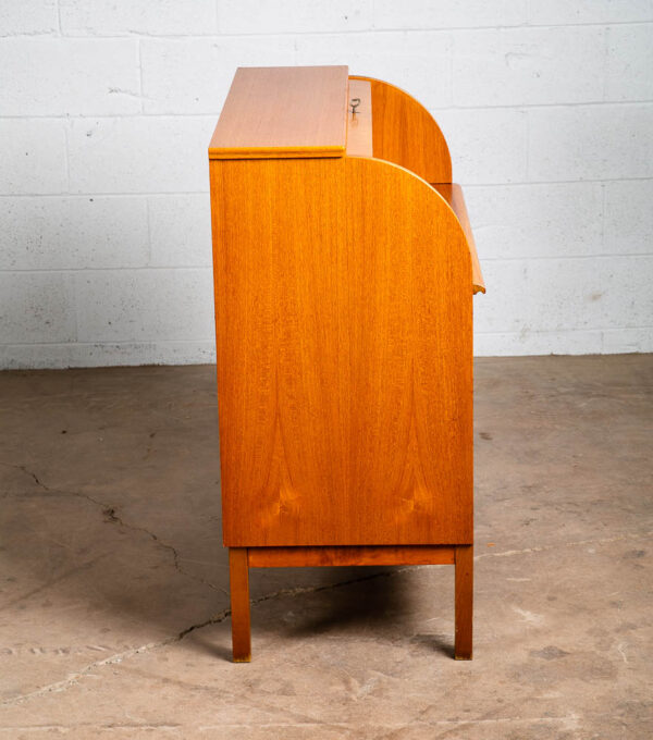 Mid Century Danish Modern Desk Rolltop Secretary Teak Wood Denmark Vintage Legs - Image 4