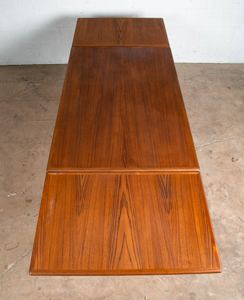 Mid Century Danish Modern Dining Table Solid Teak Extension 2 Draw Leaf Denmark - Image 4