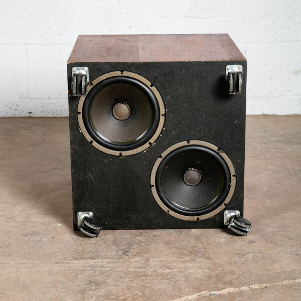 Mid Century Modern Subwoofer Rolling Table Square Cube Walnut Vintage Speaker VG - Image 6