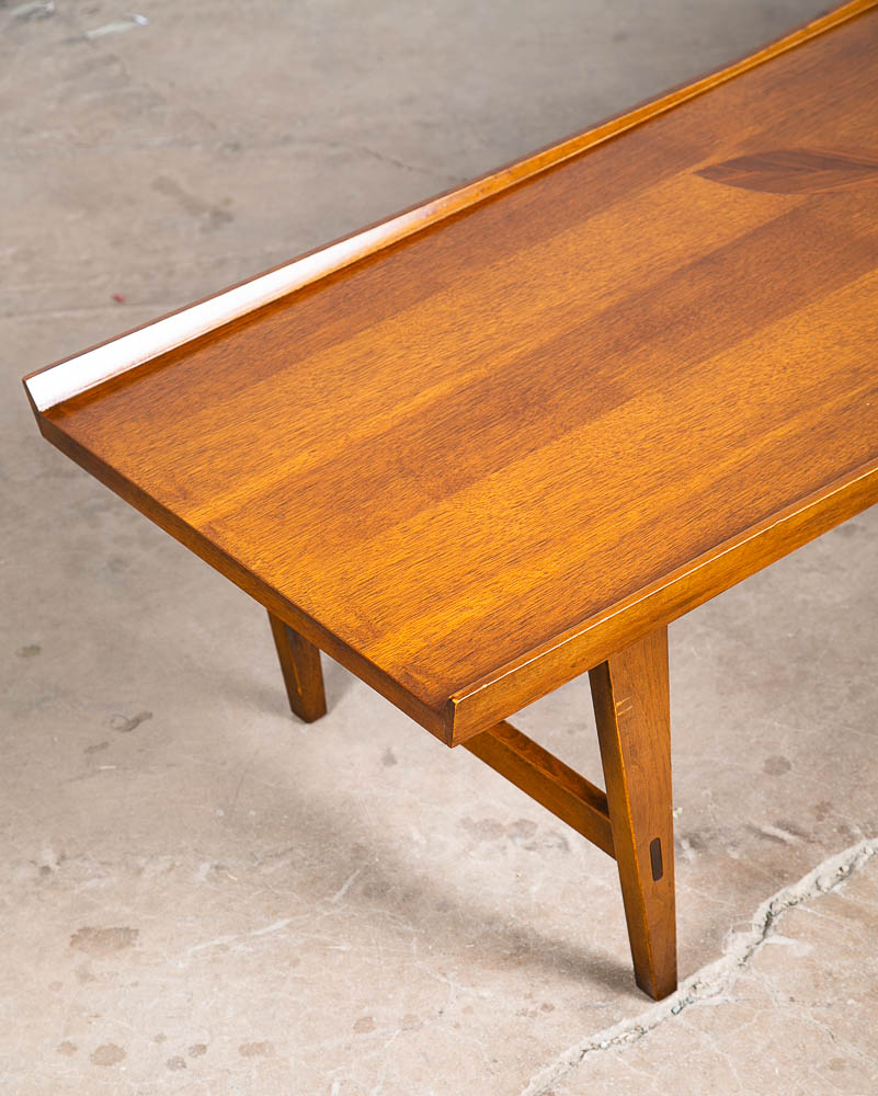 Mid Century Modern Coffee Table Lane Rosewood Inlay Vintage Surfbaord Walnut - Image 9