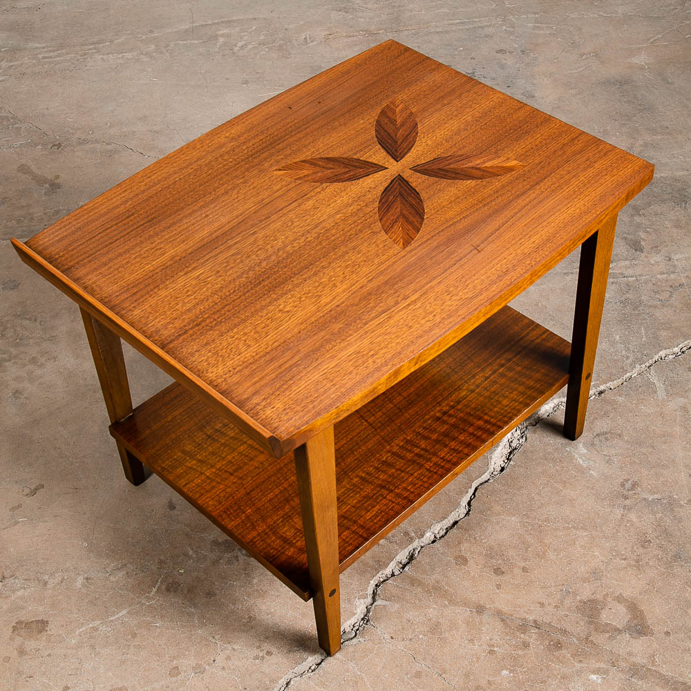 Mid Century Modern End Table Side Lane Rosewood Inlay Vintage 2 Tier Walnut Mcm - Image 7