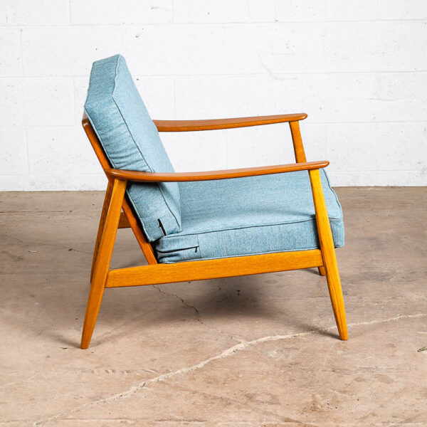 Mid Century Danish Modern Lounge Chair Folke Ohlsson Dux Blue Cane Teak USA 247 - Image 3