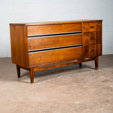 Mid Century Modern Credenza Dresser Walnut 6 Drawer American Danish Mcm Danish Metal