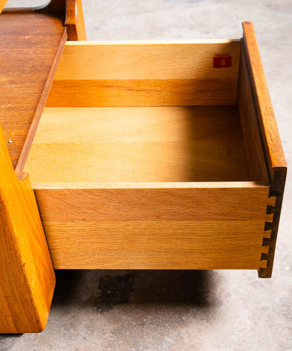 Mid Century Modern Nightstands End Side Tables Brown Saltman Drawer Smoked Glass Drawer Solid Walnut Pair - Image 7