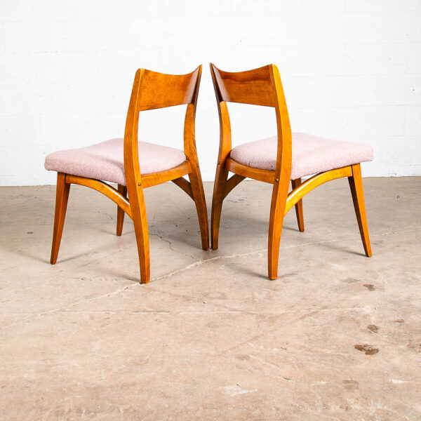 Mid Century Modern Dining Chairs Set of 6 Heywood Wakefield Peach Pink Maple Armchairs Captain - Image 5