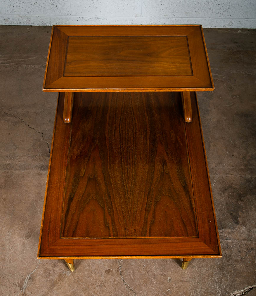Mid Century Modern End Table Step Up Lane Copenhagen Vintage 2 Tier Walnut 1957 - Image 3