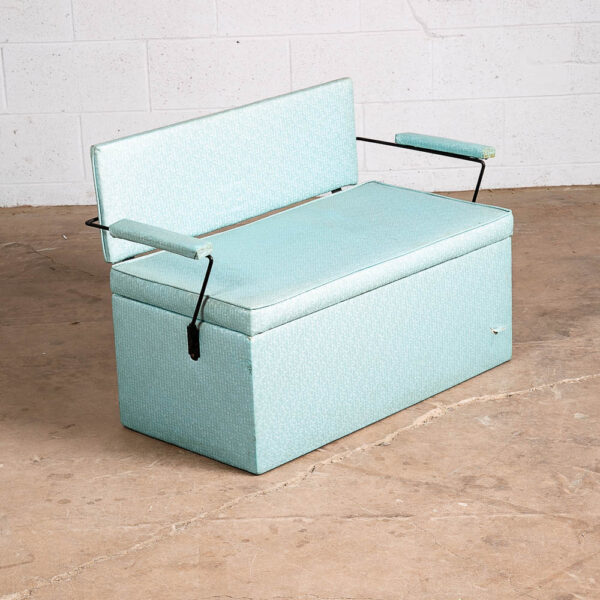 Mid Century Modern Storage Chest Trunk Bench Storage Cal Chest Co Iron Blue Arms