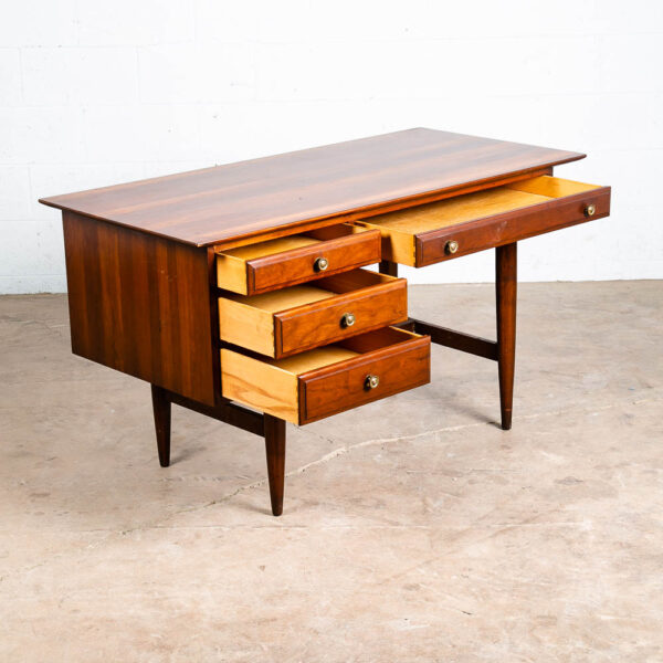 Mid Century Modern Desk Willett Solid Cherry Office 4 Drawers Vintage Danish Mcm - Image 6
