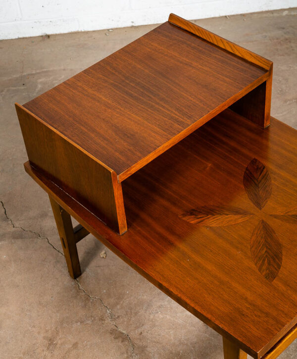 Mid Century Modern End Table Step Up Lane Rosewood Inlay Vintage 2 Tier Walnut - Image 8