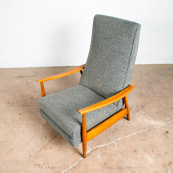Mid Century Modern Lounge Chair Milo Baughman James Inc. Arm Recliner Blue Grey - Image 6