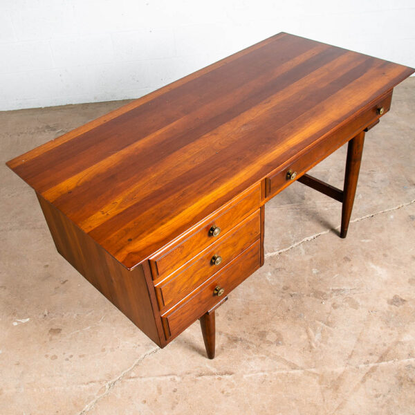 Mid Century Modern Desk Willett Solid Cherry Office 4 Drawers Vintage Danish Mcm - Image 3