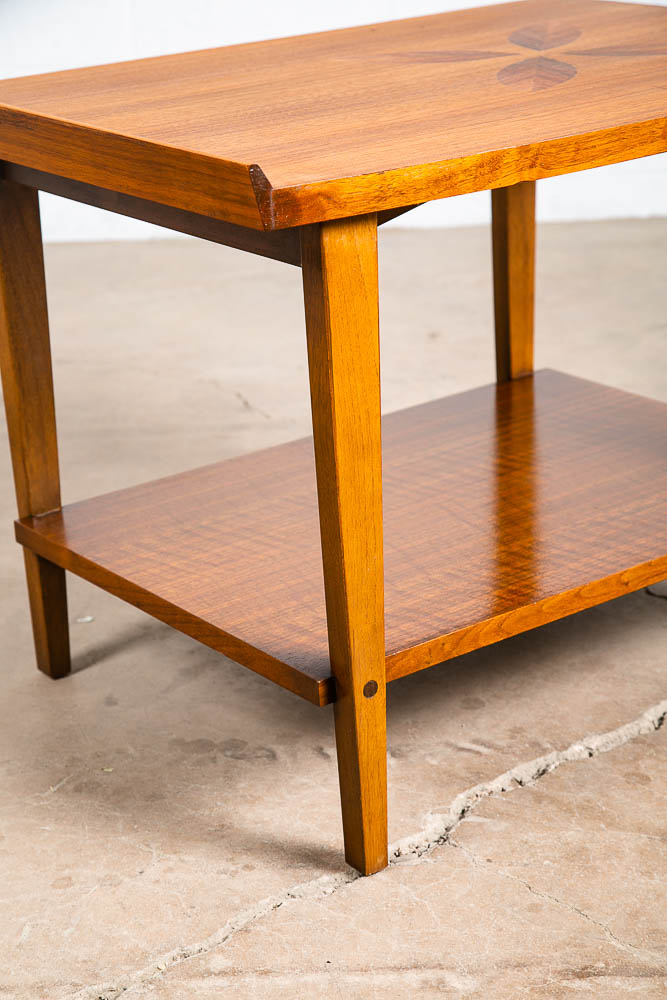 Mid Century Modern End Table Side Lane Rosewood Inlay Vintage 2 Tier Walnut Mcm - Image 11