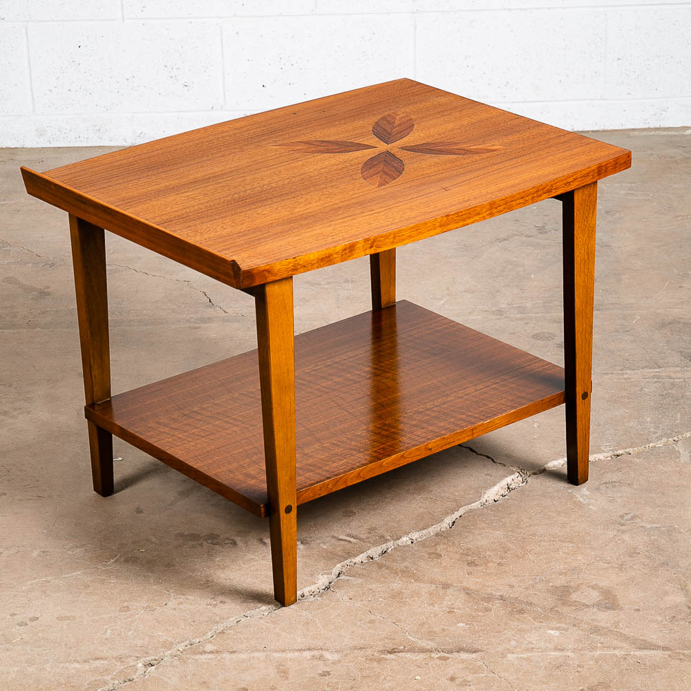 Mid Century Modern End Table Side Lane Rosewood Inlay Vintage 2 Tier Walnut Mcm - Image 5