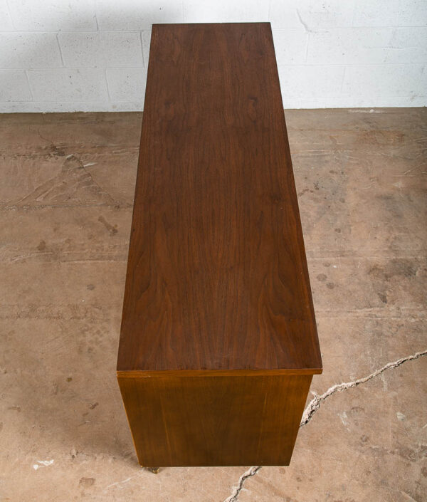 Mid Century Danish Modern Credenza Dresser Bassett Walnut 9 Drawer Danish Mcm - Image 3