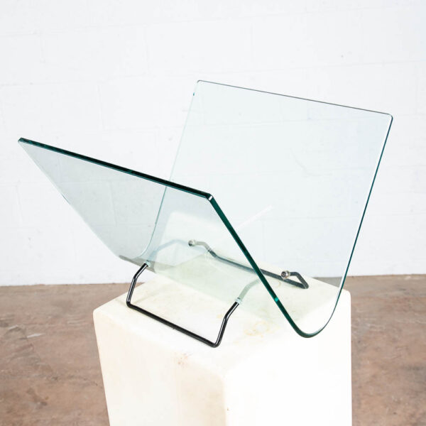 Mid Century Modern Magazine Rack Holder Glass Metal Vittorio Livi Fiam Italia - Image 5