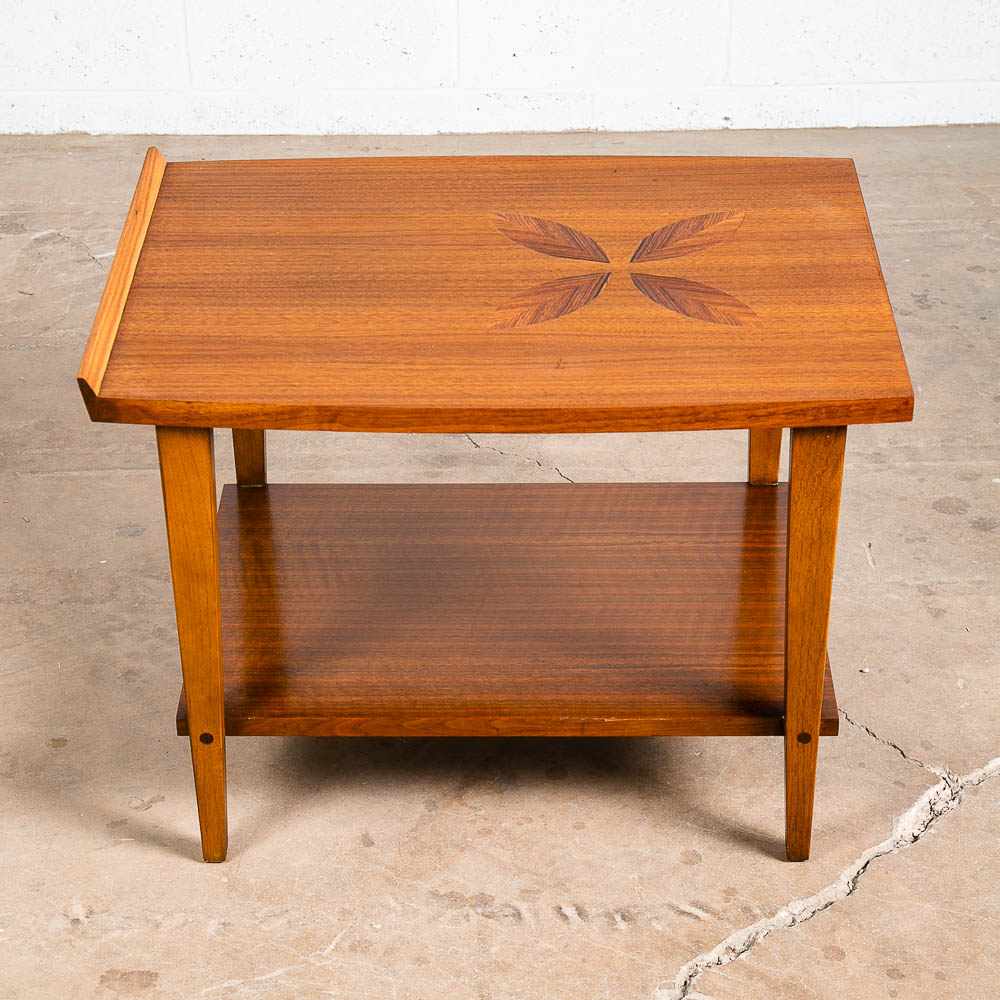 Mid Century Modern End Table Side Lane Rosewood Inlay Vintage 2 Tier Walnut Mcm - Image 6