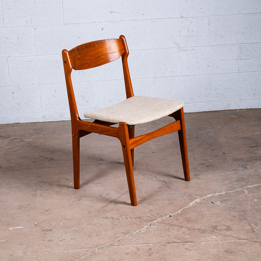 Mid Century Danish Modern Dining Chair Solid Teak White Findahls Denmark Vintage