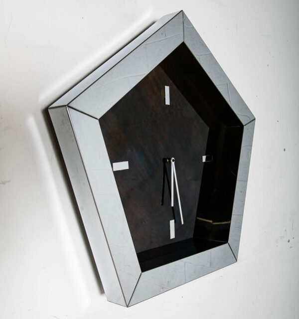 Mid Centurn Modern Clock Mirror Wall Art Chrome Curtis Jere Pentagon Sauteur 70s Silver - Image 2