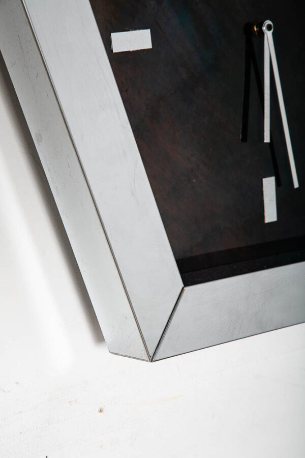 Mid Centurn Modern Clock Mirror Wall Art Chrome Curtis Jere Pentagon Sauteur 70s Silver - Image 6