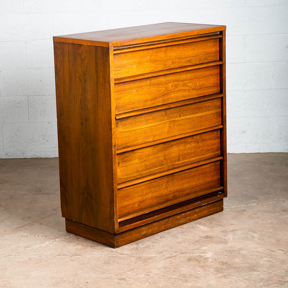 Mid Century Modern Dresser Highboy Lane Rhythm Walnut 5 Drawer Wood Danish Mcm Tall