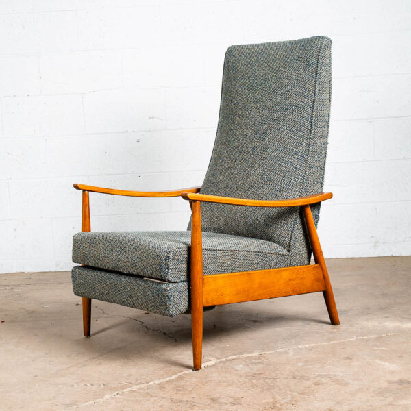 Mid Century Modern Lounge Chair Milo Baughman James Inc. Arm Recliner Blue Grey