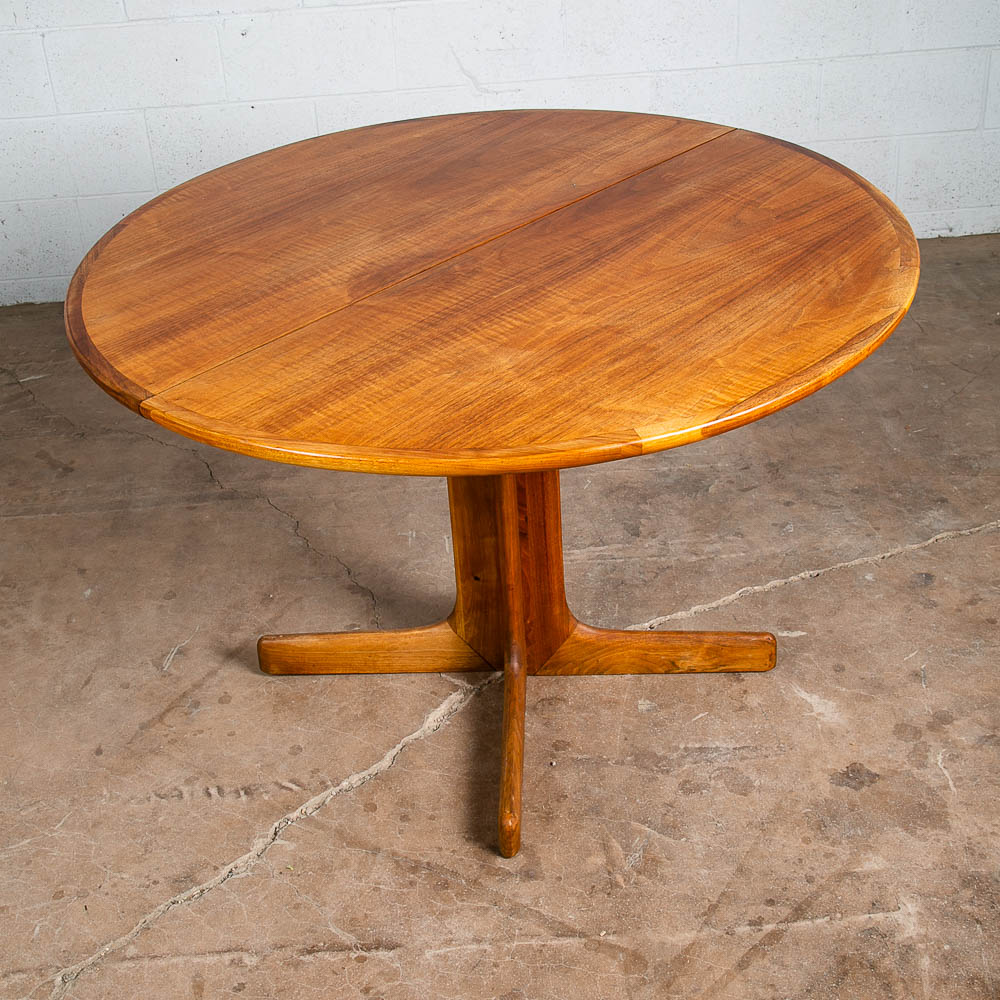 Mid Century Danish Modern Dining Table Round Teak Restored Denmark Vintage