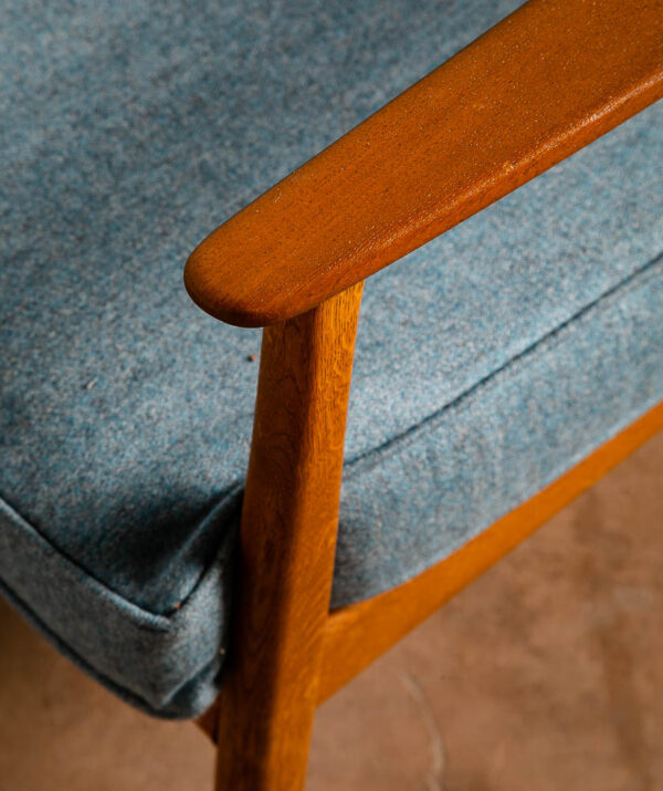 Mid Century Danish Modern Lounge Chair Folke Ohlsson Dux Blue Cane Teak USA 247 - Image 10