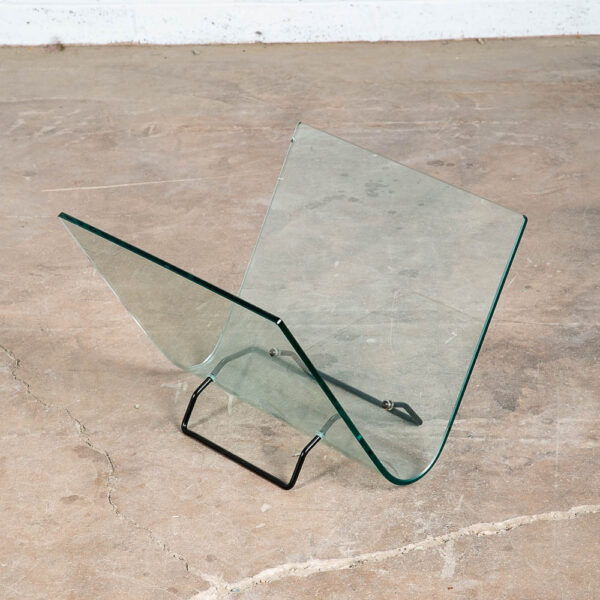 Mid Century Modern Magazine Rack Holder Glass Metal Vittorio Livi Fiam Italia - Image 8