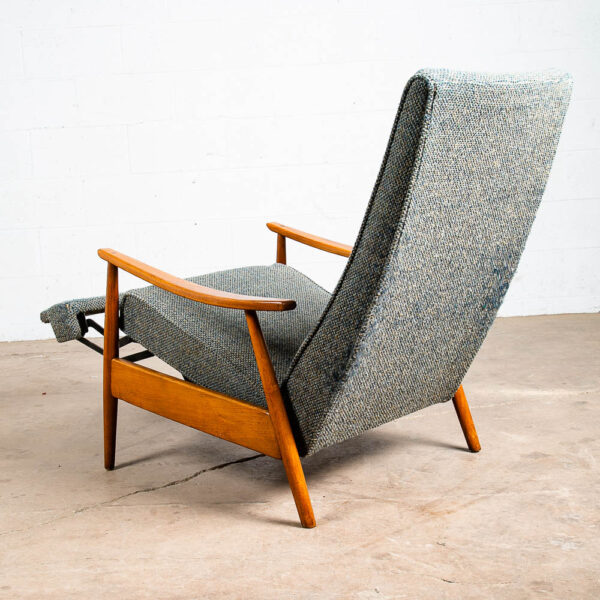 Mid Century Modern Lounge Chair Milo Baughman James Inc. Arm Recliner Blue Grey - Image 5