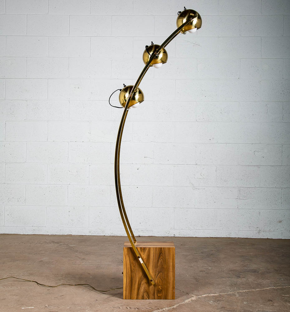 Mid Century Modern Floor Lamp Arc Nova of California Light MCM Brass Gold Orb Eye Tall Large Lighting - Image 2